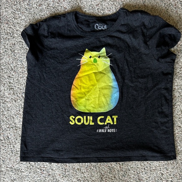 Disney Black Soul Cat Cropped Tee - Picture 1 of 4